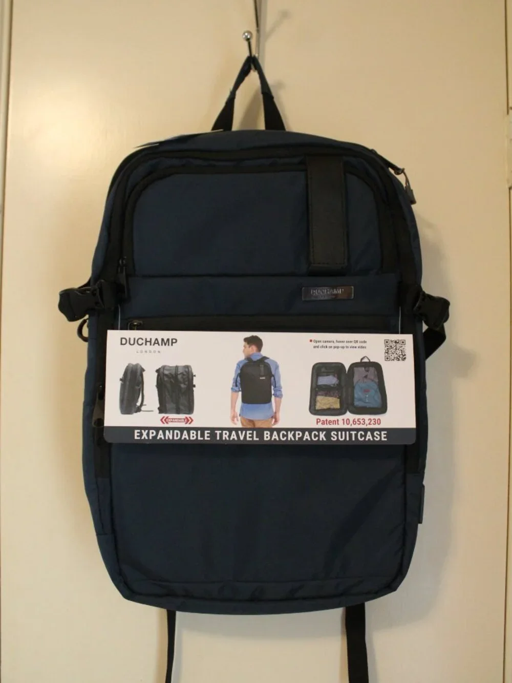 Duchamp Blue Expandable Travel Backpack Suitcase NWT
